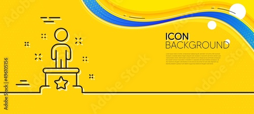 Success line icon. Abstract yellow background. Winner podium sign. First place award symbol. Minimal success line icon. Wave banner concept. Vector