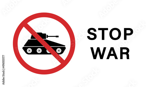 Military Tank Silhouette Red Stop Symbol. Caution Transportation Weapon Icon. Forbidden Army Sign. Panzer Vehicle Force Ban Sign. Danger Tank Artillery Army Symbol. Isolated Vector Illustration