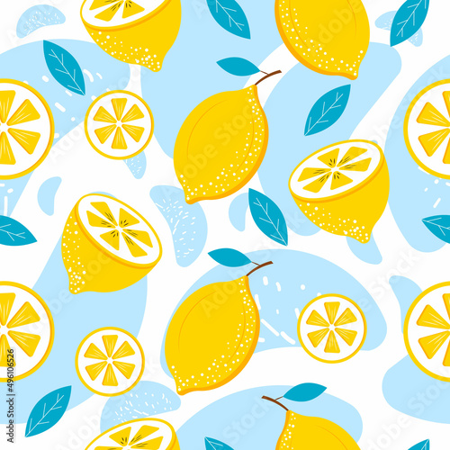 bright seamless pattern with lemons