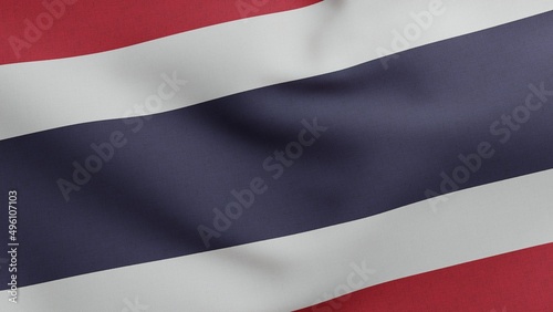 National flag of Thailand waving 3D Render, Kingdom of Thailand flag textile designed by King Vajiravudh, coat of arms Thailand independence day, Thai or thong trai rong