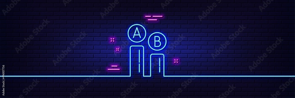 Neon light glow effect. Ab testing line icon. Ui test chart sign. 3d line neon glow icon. Brick wall banner. Ab testing outline. Vector Neon light glow effect. Ab testing line icon. Ui test chart sign. 3d line neon glow icon. Brick wall banner. Ab testing outline. Vector