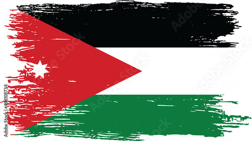 Jordan flag with brush paint textured isolated  on png or transparent background,Symbol of Jordan,template for banner,promote, design, and business matching country poster, vector  illustration