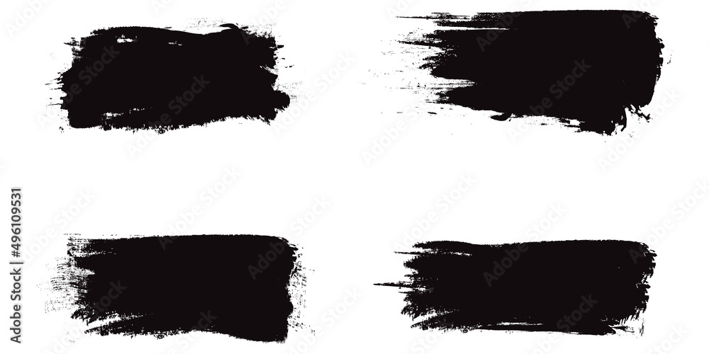 Black brush stroke set isolated on background. Collection of trendy brush stroke vector for black ink paint, grunge backdrop, dirt banner, watercolor design and dirty texture. Brush stroke vector