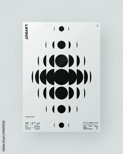 Abstract Poster Design. Vertical A4 format. Modernism brochure. Refraction and Distortion Glass Effect. Minimal illustration brutalism inspired.