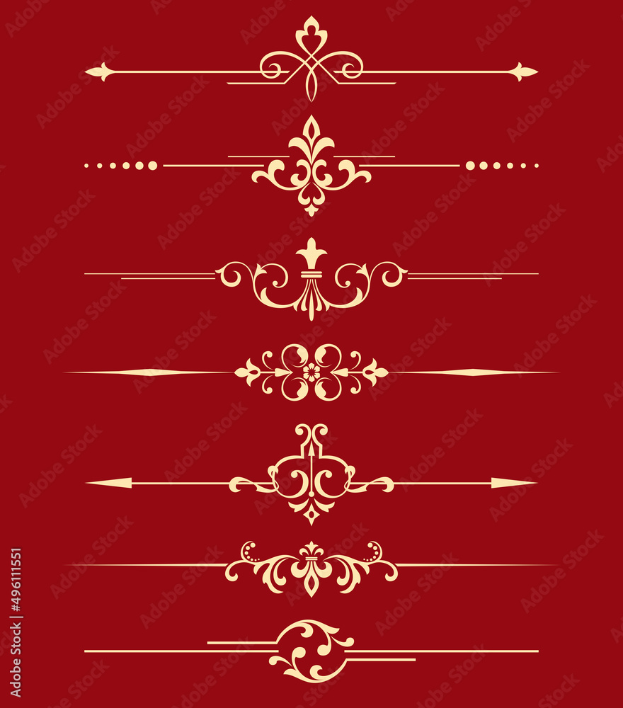 Fototapeta premium Vintage set. Floral elements for design monograms, invitations, frames, menus and labels. Graphic design of the website, cafes, boutiques, hotels, wedding invitations.