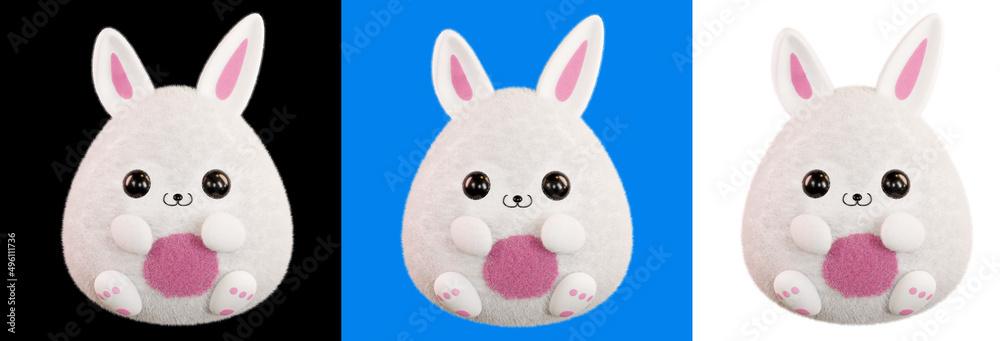 Easter bunny, 3d render. Plush funny rabbit isolated on a white background. Fat cartoon rabbit. Easter bunny, 3d render. Plush funny rabbit isolated on a white background. Fat cartoon rabbit.