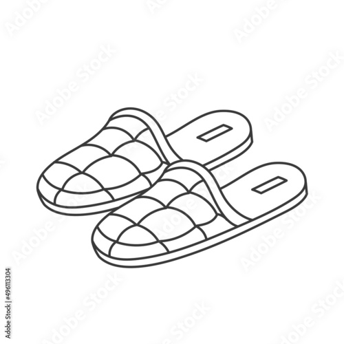 House slippers shoe. Flip flops. Line icon. Editable stroke. photo