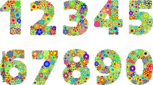 font with colorful various flowers