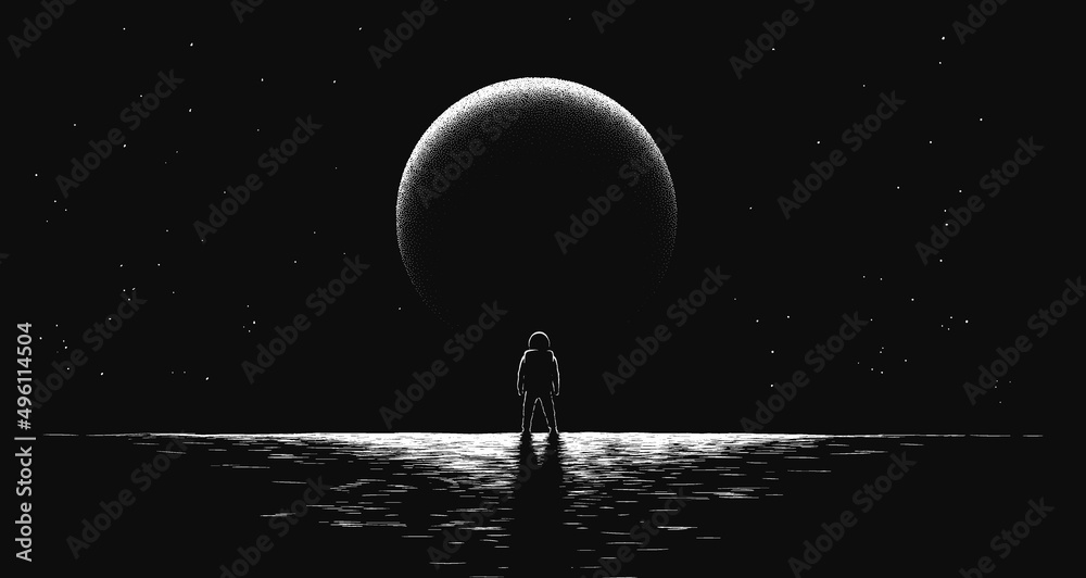 Astronaut and far away planet