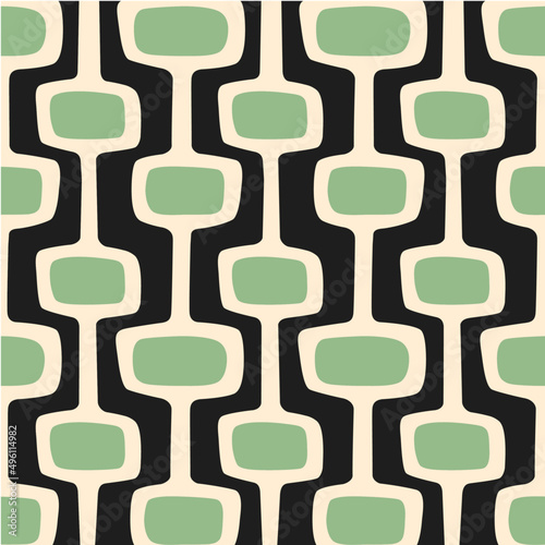 Mid-century modern atomic age background in black, cream and green. Ideal for wallpaper and fabric design.
