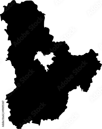 Black flat blank vector map of the Ukrainian administrative area  of KYIV OBLAST  UKRAINE