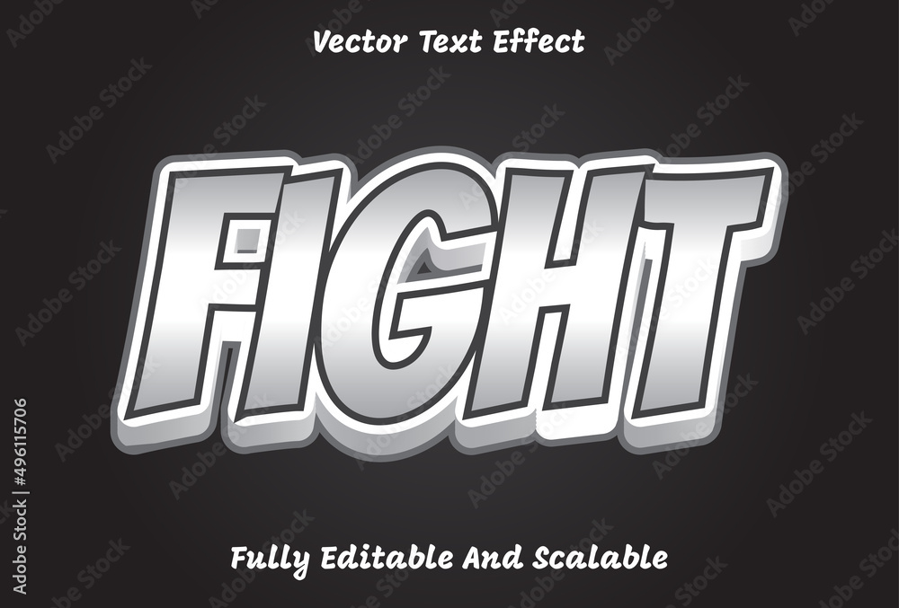 silver color fight text effect editable.