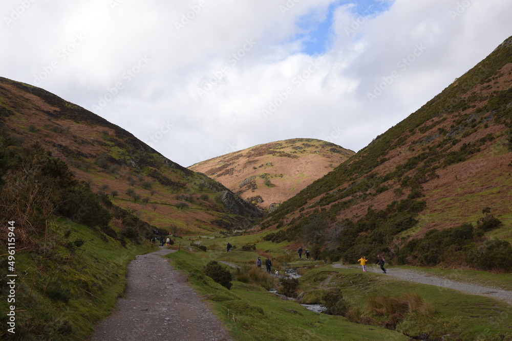 Naklejka premium a view down the valleys of carding mill valley