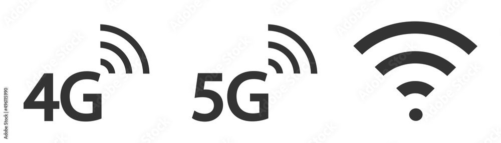 4G 5G Wifi Icon Wireless Internet Network Symbol Sign Smartphone 