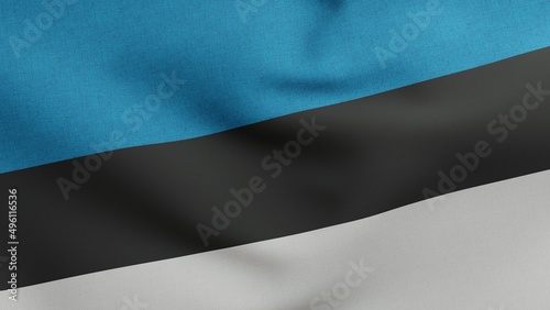 National flag of Estonia waving 3D Render, Eesti lipp is Estonian flag textile, color is sinimustvalge, poet Martin Lipp photo