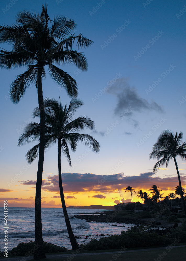 Sunset at Poipu on the island of Kauai - Hawaii - USA
