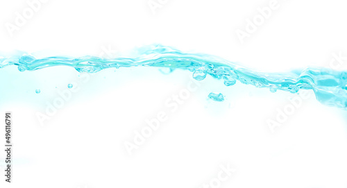 Clear water surface in a square shaped glass like a sea or a separate fish tank on a white background.