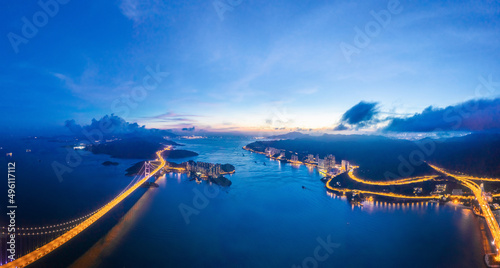 Photography Epic evening view of the Tsing Ma Bridge, Suspension bridge in west side of Hong Kong