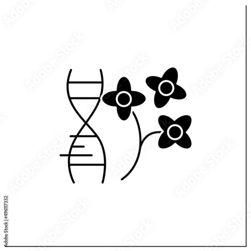 Canola glyph icon. Genetically modified rapeseed. GMO product for oil manufacture. Editing gene. Microbiology. Genetically modified organism.Filled flat sign. Isolated silhouette vector illustration