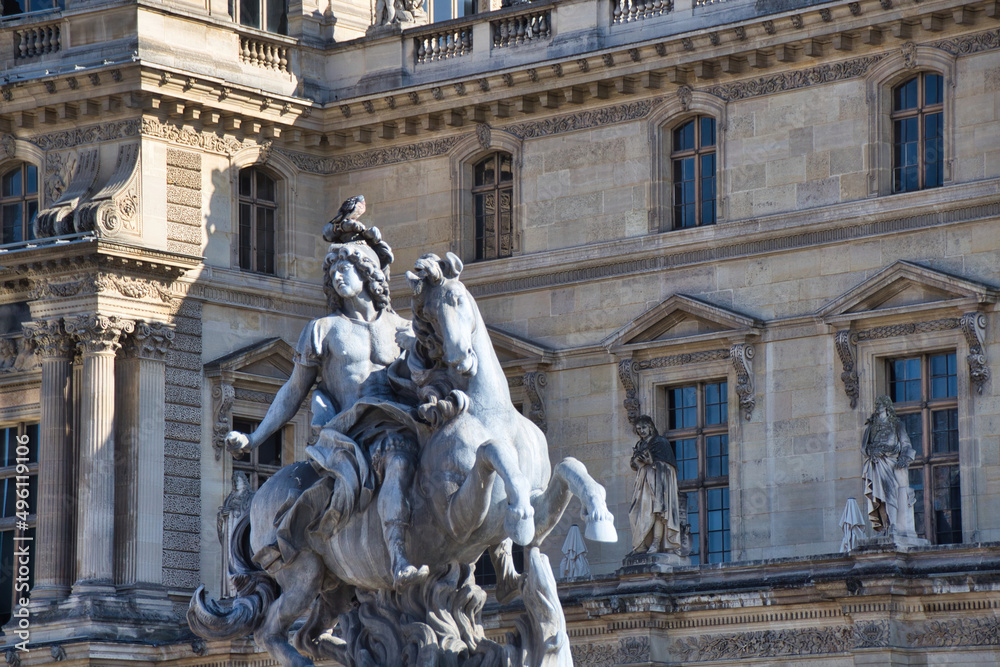 sculpture in the courtyard of the louvre
