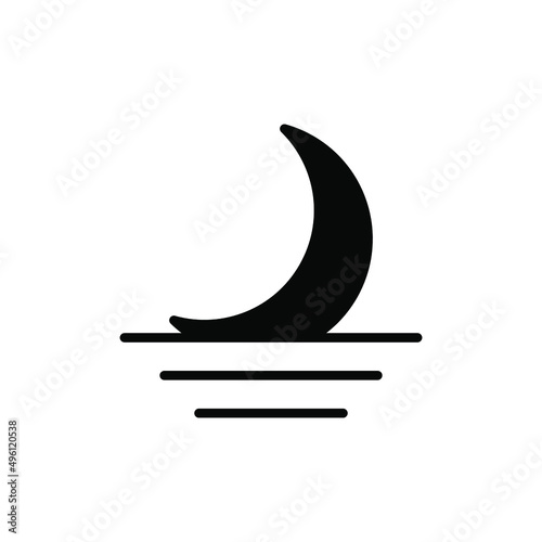 Moon, Night, Moonlight, Midnight Solid Line Icon Vector Illustration Logo Template. Suitable For Many Purposes.