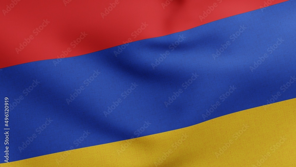 Fototapeta premium National flag of Armenia waving 3D Render, Armenian Tricolour flag Republic of Armenia