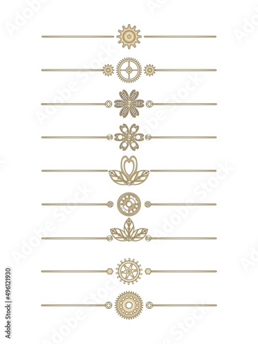 Set of borders, text dividers in steampunk style.