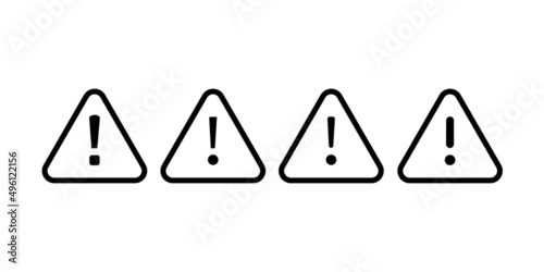 Exclamation mark set icons in flat style. Attention symbol with exclamation mark icon. Set of danger sign. Caution risk business concept. Attention Sign. Danger sign, warning sign. Hazard warning symb