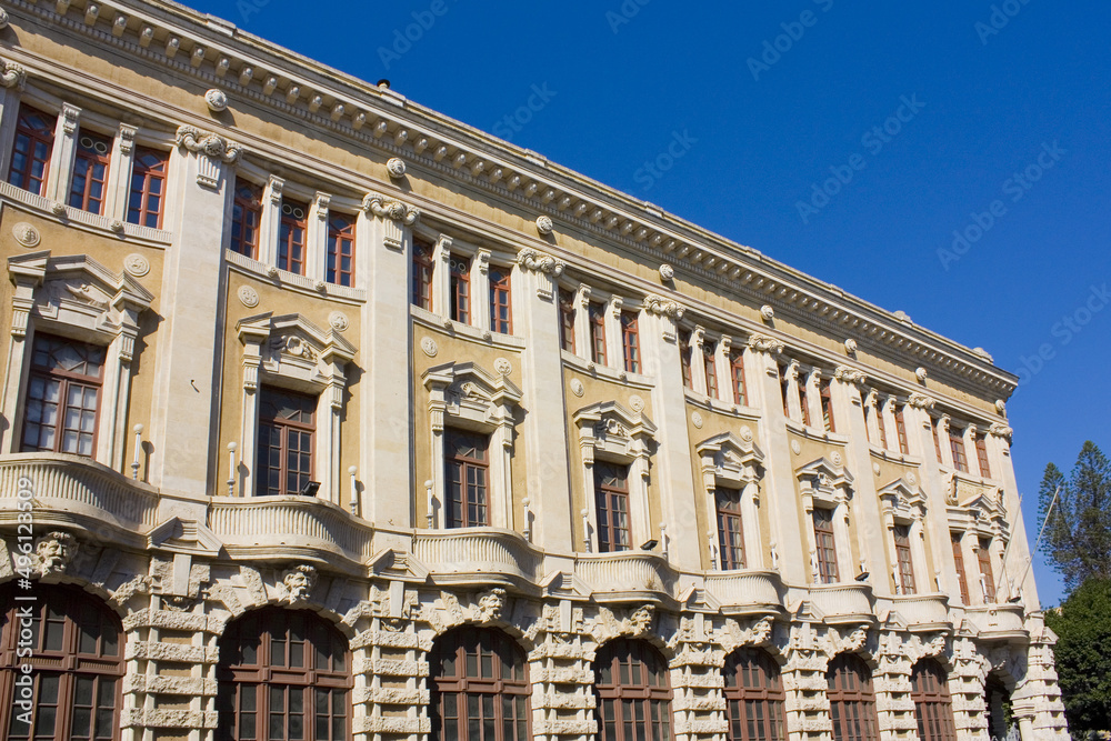 Rich decoration of old historical building in Old Town in Catania, Sicily, Italy	
