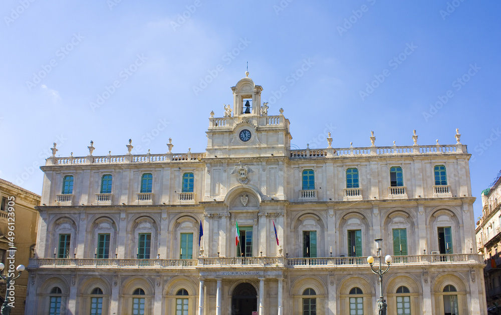 Palace of the University at University Square (or Piazza Universita) in Catania, Italy, Sicily	
