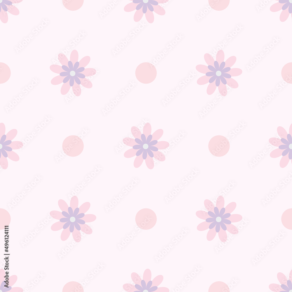 Floral vector pattern. Flower seamless repeat pattern background. Pink pattern.