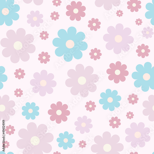 Floral vector pattern. Flower seamless repeat pattern background. Pastel floral design.