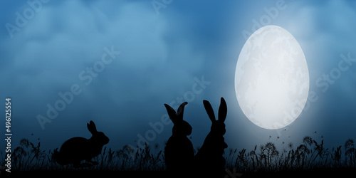 rabbit silhouette with egg easter