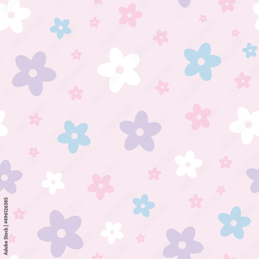 Vector flower pattern, cute floral pattern, seamless repeat pattern background