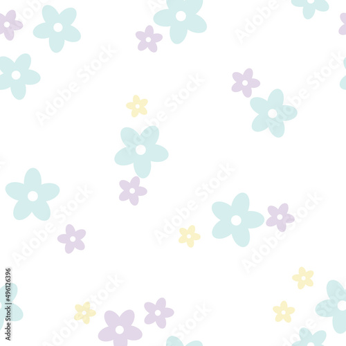 Simple floral vector pattern  pastel flower background.