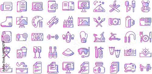 hobbies and free time icon set