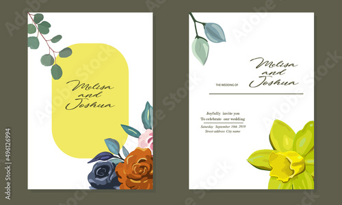 Vector set of flower backgrounds with copy space for text on a whitr background