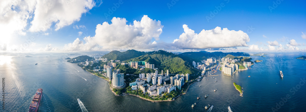 Fototapeta premium Aerial view of South side of Hong Kong Island, Daytime