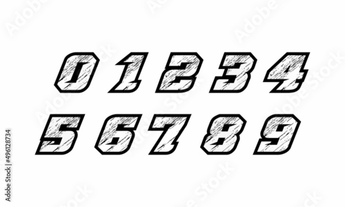 Racing number logo design with brush
