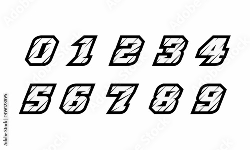 Racing number logo design with pointed lines