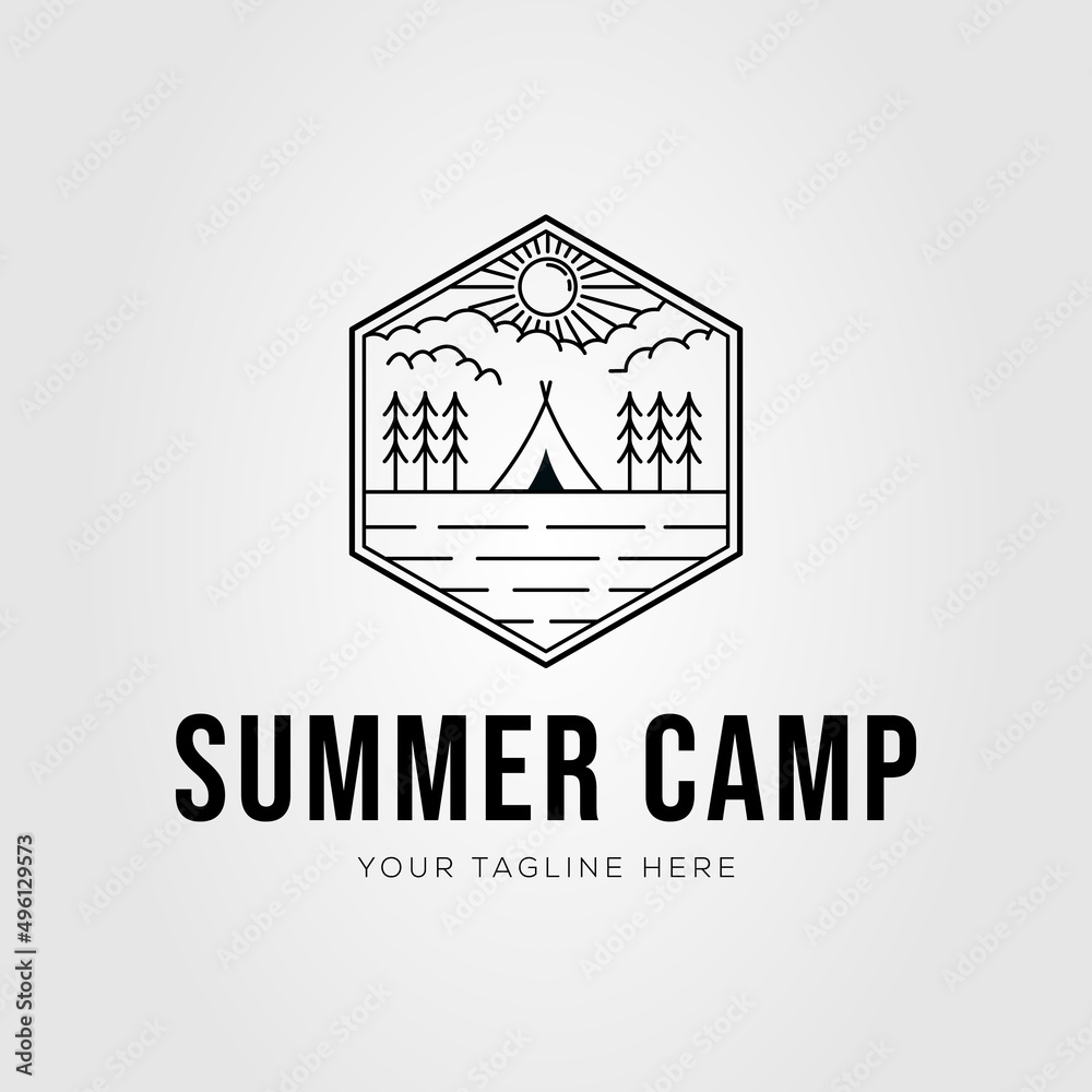 summer camp with tent on nature logo vector illustration design summer camp with tent on nature logo vector illustration design
