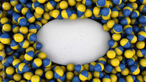 Mockup of colored eggs background with blank copy space to insert text. Scene template for advertising and presentation, easter concept, 3D illustration