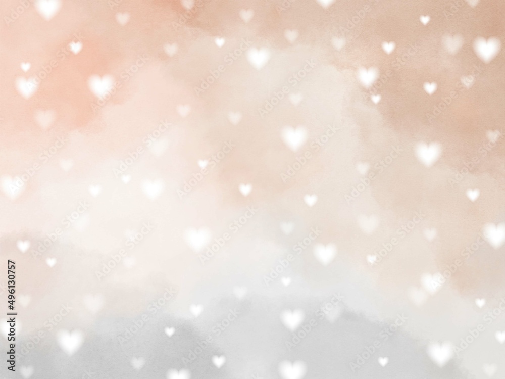 Cute pastel watercolor paint texture with heart bokeh light Cute pastel watercolor paint texture with heart bokeh light