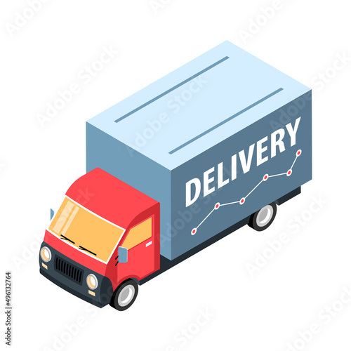 Logistics Truck Isometric Composition