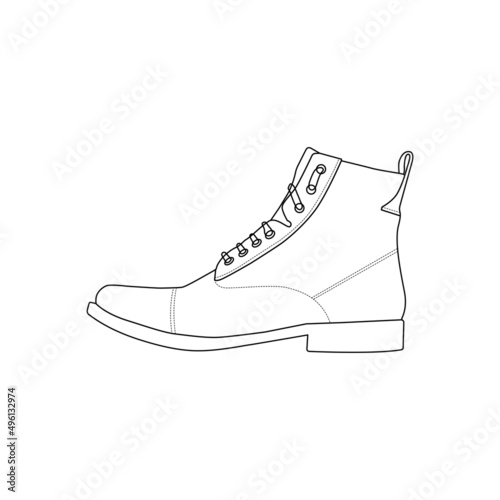 Leather Shoes Outline Icon Illustration on Isolated White Background Suitable for Footwear, Boots, Accessories Icon