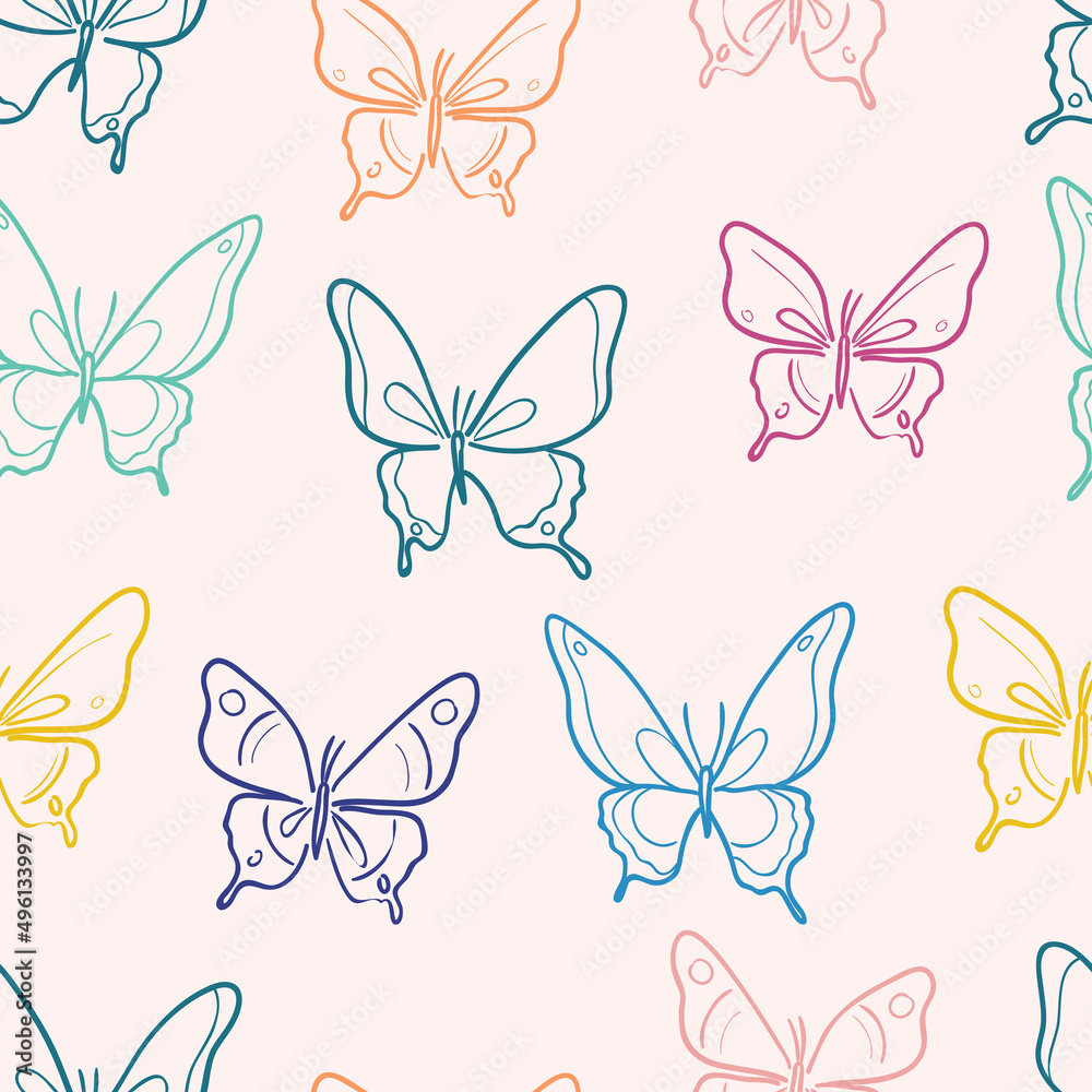 Vector butterfly seamless repeat pattern design background. Vector butterfly seamless repeat pattern design background.