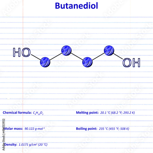 1,4-Butanediol, colloquially known as BD or BDO, is a primary alcohol, and an organic compound, with the formula HOCH2CH2CH2CH2OH. It is one of four stable isomers of butanediol photo