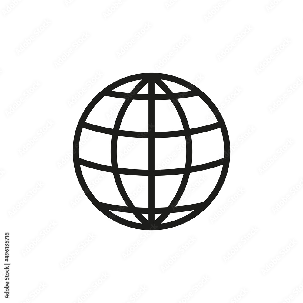 The icon of the globe. Linear drawing. Simple flat vector illustration on a white background The icon of the globe. Linear drawing. Simple flat vector illustration on a white background