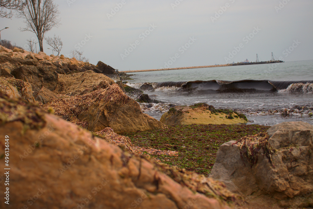 Rocky terrain on the beach