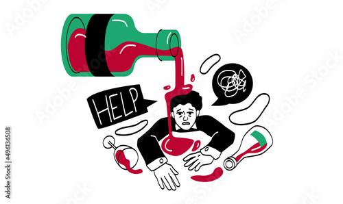 Alcohol abuse and addiction concept